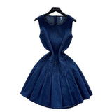 Small Fashion Sleeker-Less Round-Necked Denim Dress Women's Summer Waists Thin Temperament 100-Folded Vest