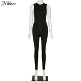 Summer Solid Basic Black White Jumpsuit Overalls Women's Clothing 2021 Street Casual Activity Wear Fitness Outfit