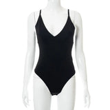 Solid Bodysuit Women High Cut 2021 New Letter Printed Body for Female Chic Outfit