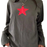 Women Gothic Fake Two-Piece T-shirts Fall Winter 2024 Vintage Top Clothes y2k Graphic Korean Style Long Sleeve Top Streetwear-Outfit