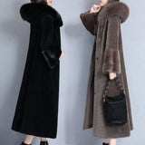 Long Large Size Thin Fox Fur Hair One Sheep Shearing Warm Coat Female 2021 New Elegant Women Winter Korean Mink Fur
