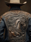 Trend 3D Digital Pattern Printing Fashion High Street Denim Jacket Men And