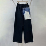 Casual Wide Leg Pants For Women High Waist Patchwork Pocket Straight Loose Trousers Female Fashion New