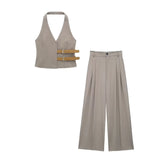 Spring Style Waistcoat With Belt Collar And Vest 1255882-Outfit