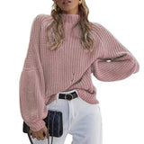 2025 New Loose Half-High Collar Knitwear Women's Solid Color Turtleneck