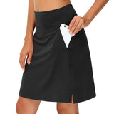 Solid Color Medium Waist Skirt Golf Skirt Sports Tennis Yoga Five-Point Skirt Trousers-Outfit