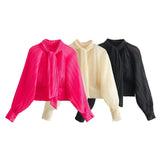 New Bow Bow Pleated Solid Color Fashion Shirt 7969225 712-Outfit