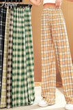 Waist Women Plaid Pants Summer Fashion Loose Wide Leg Pants Y2K Casual Female All Match Straight Trousers Korean