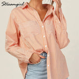 Stripe Shirt Women Blouses Loose Casual Long Shirts Ladies Spring Top Women's Tunic Woman Elegant Oversize Shirts For