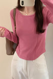 Straighten Shoulder Long-Sleeved T-Shirt The New Autumn Style Is Slim, Slim, Slim And Short-Bottomed Underwear-Outfit