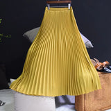 Womens High-Waisted Pleated Skirts Elastic Waist Blue Chiffon Maxi Skirt Pleated Long Office Skirt Summer Skirts For Women