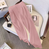 Toloer Wide Leg Pants Women's Pants Spring And Autumn 2024 New High Waist Hanging Feeling Straight Tube Advanced Sense Show Thin Pink Pants Summer-Outfit