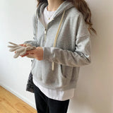 Style Gray Hooded Hoodie In Autumn And Winter 2023-Outfit