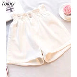 Summer Black Women Denim Shorts Women S-5XL Harem Ruffled White Blue High Waisted Shorts Female Elastic Short