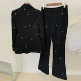 Star Fashion New Heavy Industry Metal Hole A Buckle Blazer Trouser Suit