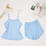 Pajamas for Women Summer Solid Sleepwear Sexy Pyjamas Set Tank Top Shorts