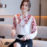 elegant Women Blouses flower shirts chiffon blouse 2020 Spring Blouse lantern sleeve Tops Shirts Blusas