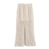Knitted Dress Crocheted Blouse Crocheted Half Skirt Suit-Outfit