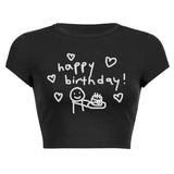 Toloer Simple Print T Women's Fashion Print Crop