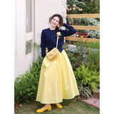 Style Blue Embroidered Long-Sleeved Knitted Cardigan Women Early Spring Wool Sweater Short Thin Inside