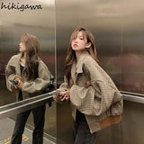 Women Jackets Streetwear Fashion Plaid Oversized Outwear Y2k Tops 2023 Ropa Mujer Korean Streetwear Casual