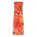 New Printed Silk Mesh Wrinkle Slim Breast Dress 5039373-Outfit