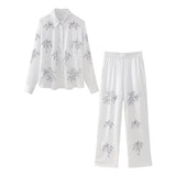 Street Style Beaded Embroidered Shirt With Beaded Embroidered Pants In Spring 2024-Outfit