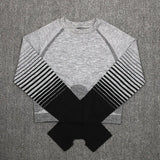Outdoor Two Piece Set Women Long Sleeve Crop Top Sport Leggings Tracksuit Fitness Gym Suits For