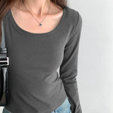 And Slim In Early Autumn, Small Gray T-Shirt Women's New Gentle Underwear Long-Sleeved Blouse-Outfit
