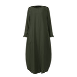 ZANZEA 2022 Kaftan Muslim Maxi Dress Women's Islamic Sundress Long Sleeve Vestidos Female Casual Solid Robe