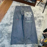 Men's Jeans Y2K Bag Vintage High-Quality Pattern Hip-Hop Street Leisure Men Harajuku Wide Legs-Outfit