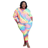 Size Clothing 5xl Two Piece Outfits Women Tye Die Leopard Sweatsuit Home Wear Leggings Tracksuit Wholesale