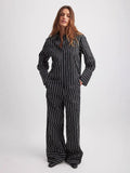 Eastern Women's OL Elegant Wind Button Striped Broad Leg Trousers Set Commuting 2025