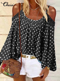 O-neck Bohemian Blouse Holiday Flare Sleeve Women Off Shoulder Blusas Summer Lace Stitching Fashion Spaghetti Strap