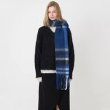 Women's Classic Striped Cashmere Plaid Scarf With Tassel Warm In Winter