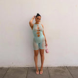 Mesh Patchwork Sexy Romper Women Sleeveless See Through Bodycon Playsuit Casual Streetwear Activewear Workout Y2K