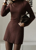 Half-Necked Dress Knitted Dress Spring 2025 Temperament Tweed A-Word