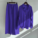 Summer Autumn Cotton Linen Women's 2 Piece Sets Outfits Vintage Elegant Casual Oversized Loose Shirts Blouses and Pants