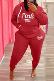 Plus Size Sportwear Print Long Sleeve Hoodies And Pant 2 Piece
