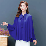 Fashion Large Size Summer Cloak Chiffon Shawl Women Sun Protection Clothing Loose Necktie Cardigan Elegant Thin Tops