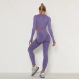 Seamless Gym set Fitness Sports Suits GYM Cloth Long Sleeve Shirts High Waist Running Sexy Booty Leggings Workout