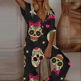 new European and American fashion printed skull jumpsuit cargo pants