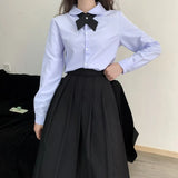 School Uniform Pleated Skirt Women Japanese Fashion Cute High Waist Knee-length A-line Skirt for Girls Preppy Casual