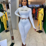 White Black Fitness 2 Piece Set Women Suit Sportwear Summer Outfits Long Sleeve Crop Top Leggings Ladies Tracksuit