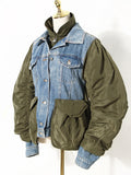 Loose Fit Green Denim Big Size Pleated Jacket New Lapel Long Sleeve Women Coat Fashion Tide Spring Autumn 2023