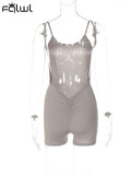 Summer Sexy Skinny Gray Bodycon Jumpsuits For Women 2023 Pink Playsuits Solid Backless Night Club Outfits