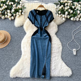 Women's Dress Dress 2025 Spring Design Sense Niche Tied With Long-Sleeved Lotle Leaves Side Irregular Loose Long