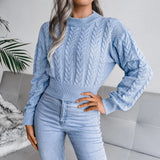 Twist Waist Knitted Top Autumn/Winter New Style Navel Short Slimming Women's Solid Color