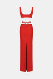 V Tie Back Bralette and Split Maxi Skirt