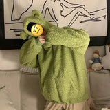 QWEEK Kawaii Bear Ears Hoodie Women Autumn Winter Zip Up Fleece Cute Top Korean Style 2021 Soft Girl Cotton Long Sleeve